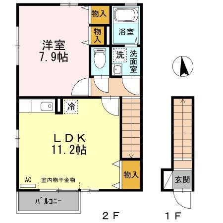 TSBONHEUR(1LDK/2階)の間取り写真