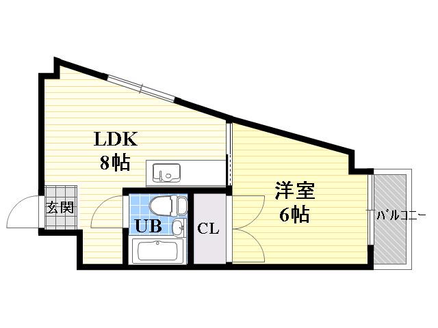 EXEDORA都島(1DK/2階)の間取り写真