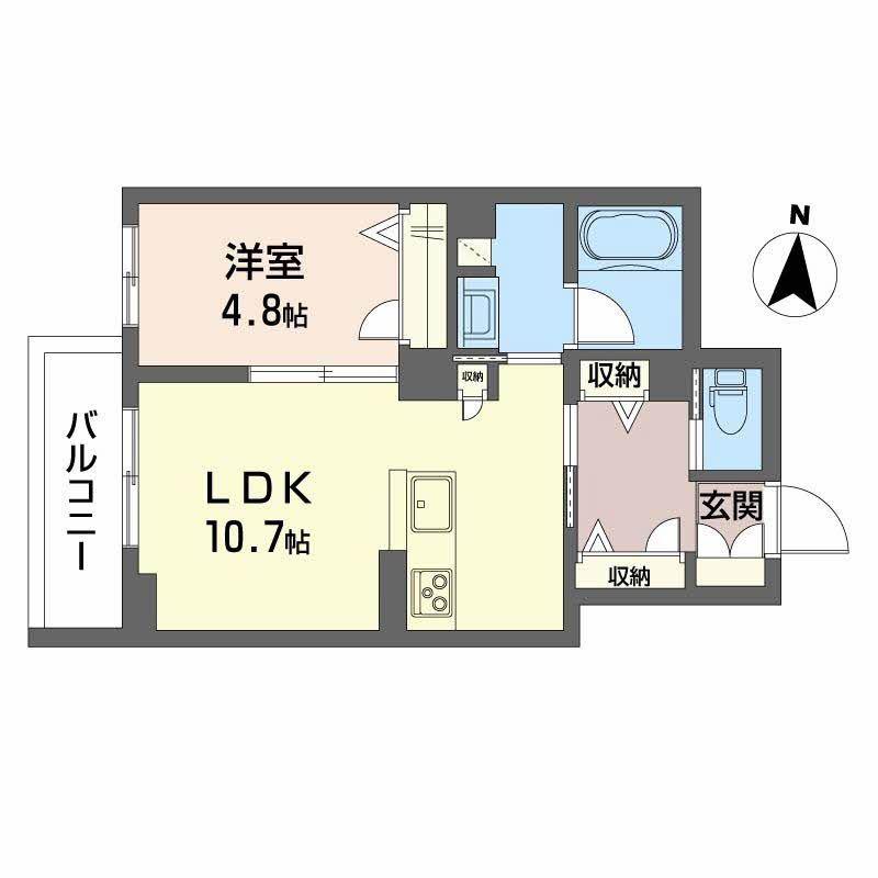 オルトペディアA(1LDK/1階)の間取り写真