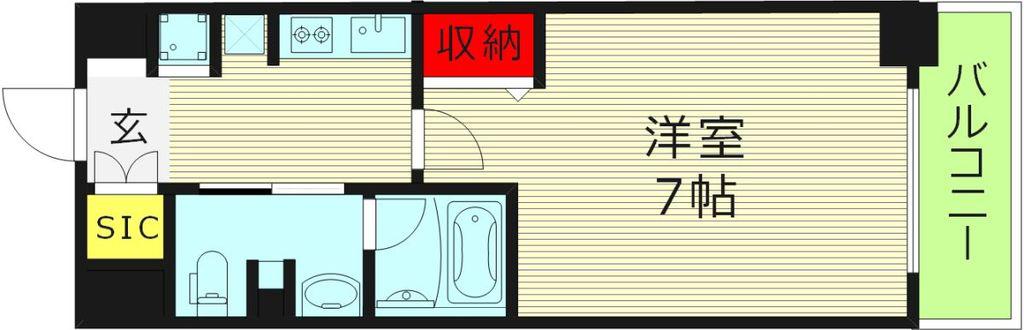 URBANLINK森小路駅前 旧ルネフラッツ(1K/1階)の間取り写真