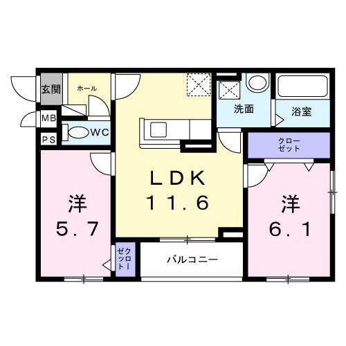 アルコバレーノ(2LDK/3階)の間取り写真