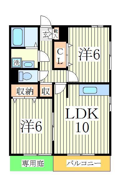 ヴィラージュ南流山(2LDK/1階)の間取り写真