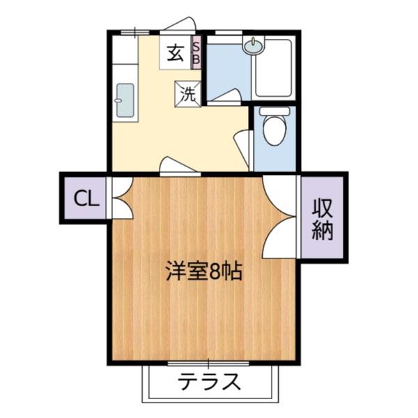 ハイムF(1K/1階)の間取り写真