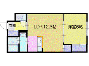 GRACE ECO 野幌駅前(1LDK/2階)の間取り写真