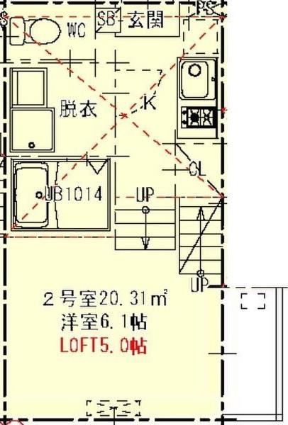 ハーモニーテラス大秋町(1SK/1階)の間取り写真
