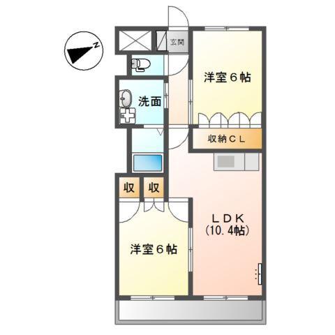 プライマリッツ(2LDK/2階)の間取り写真