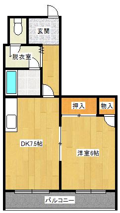 FLATS芙庵(1DK/1階)の間取り写真