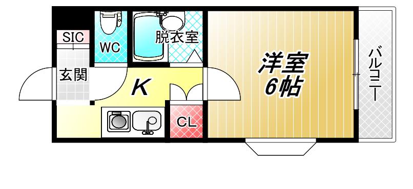 グリーングラス(1K/4階)の間取り写真
