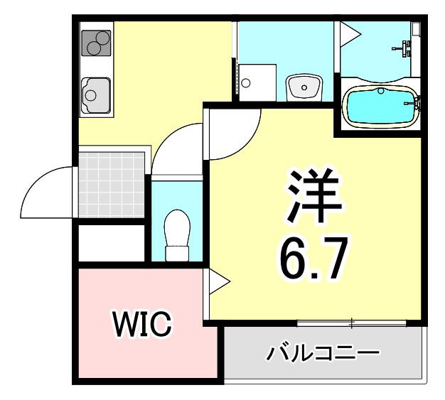 フジパレス甲東園II番館(1K/1階)の間取り写真