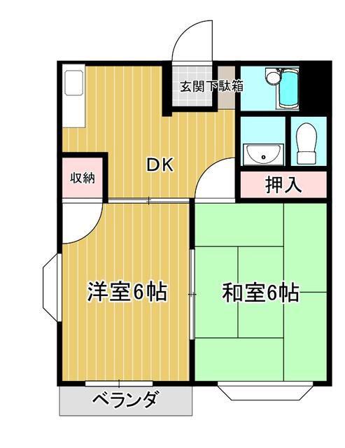エルディムサンシティ(2DK/2階)の間取り写真