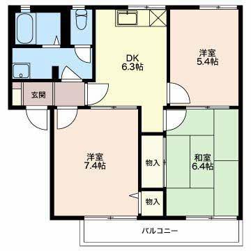 ディアス長崎(3DK/2階)の間取り写真