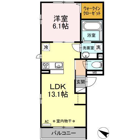 レクエルドK(1LDK/3階)の間取り写真