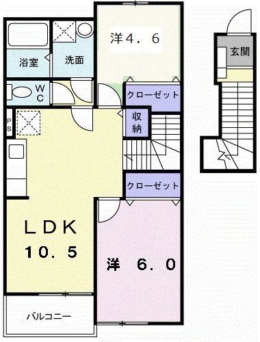 エスポワール・K(2LDK/2階)の間取り写真
