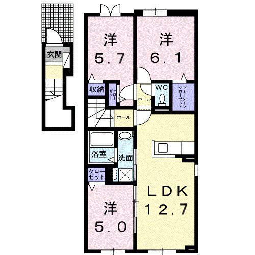 アルドール苫小牧(3LDK/2階)の間取り写真