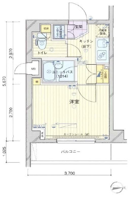 ルーブル蒲田六番館(1K/3階)の間取り写真