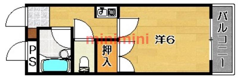 末広14番館(1K/2階)の間取り写真