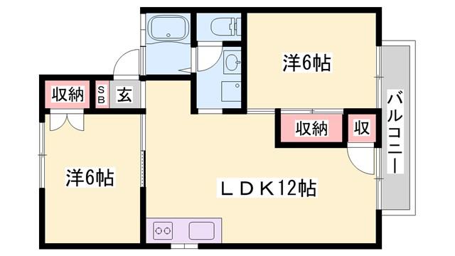 一色ハイツII(2LDK/2階)の間取り写真