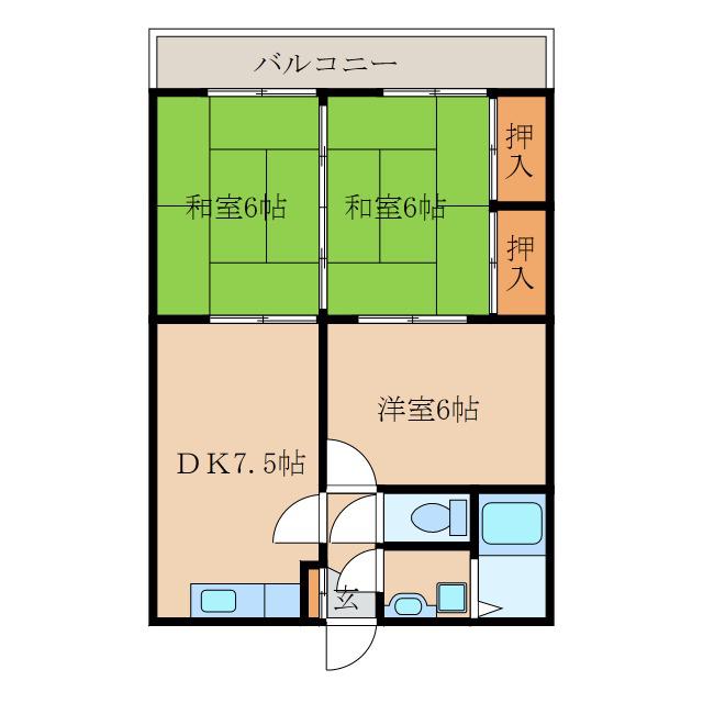 カーリクII(3DK/4階)の間取り写真