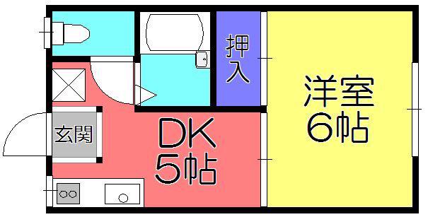 ARK五個荘I・II(1DK/1階)の間取り写真