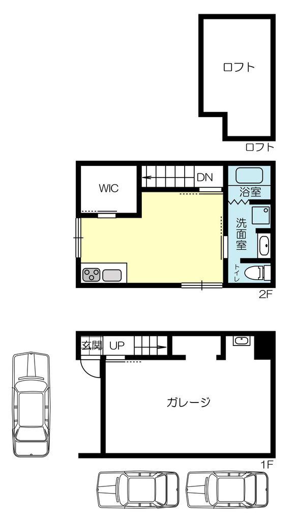 荒井町日之出町ガレージハウス南(1SLDK/2階)の間取り写真