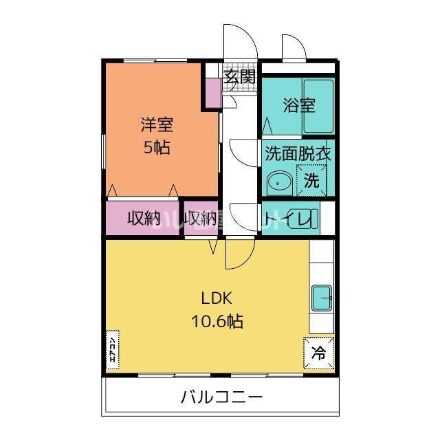 ソレイユ堀川(1LDK/1階)の間取り写真