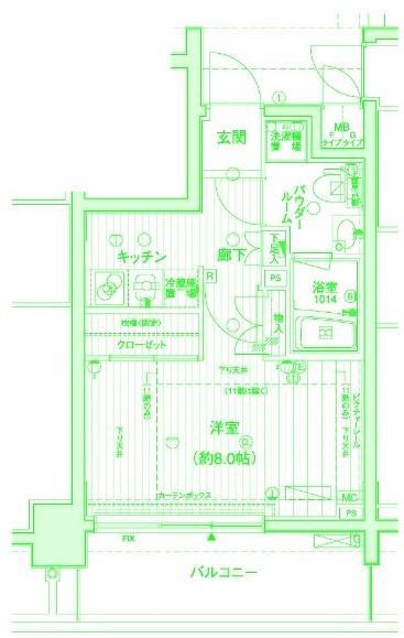 メインステージ横浜(1K/8階)の間取り写真