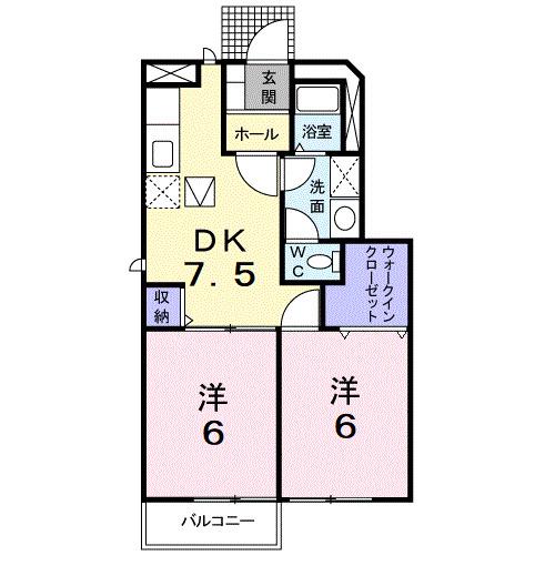 メゾンセレッソA棟(2DK/1階)の間取り写真