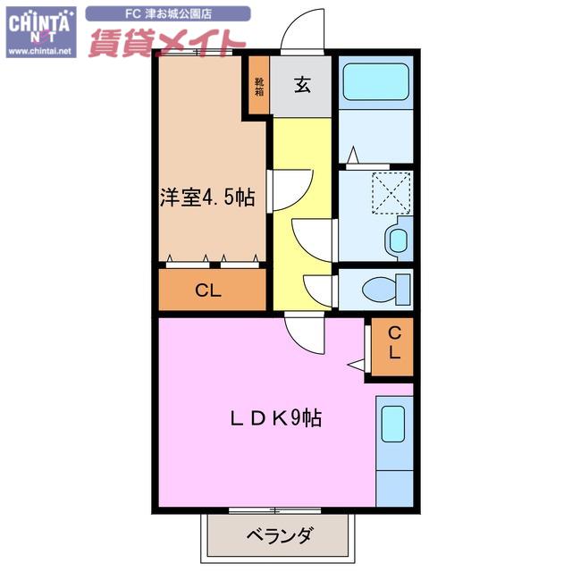 グロリアス雅(1LDK/2階)の間取り写真