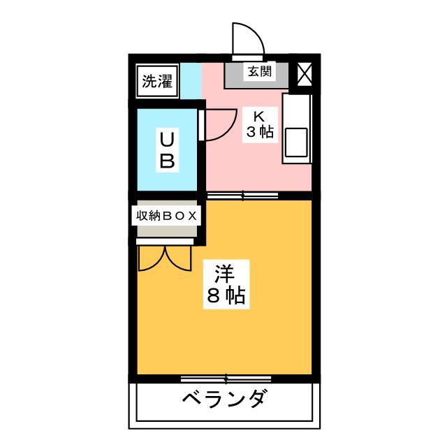 シンフォニー(1K/2階)の間取り写真