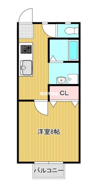 ボーダーグランデ(1K/2階)の間取り写真