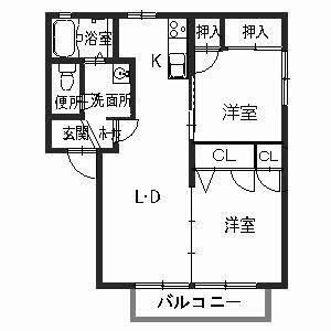 フォーレス高松 A棟(2LDK/2階)の間取り写真