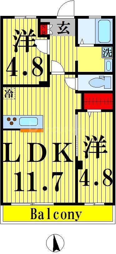 星谷ハイム一番館(2LDK/1階)の間取り写真