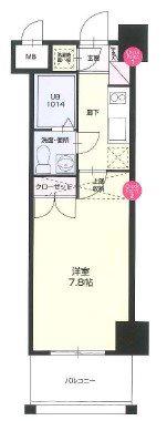 NO.67 BENEFIT 21 博多(1K/3階)の間取り写真
