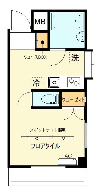 ローゼンボア(1K/4階)の間取り写真