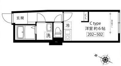 サンフォレスタ文京大塚(ワンルーム/2階)の間取り写真
