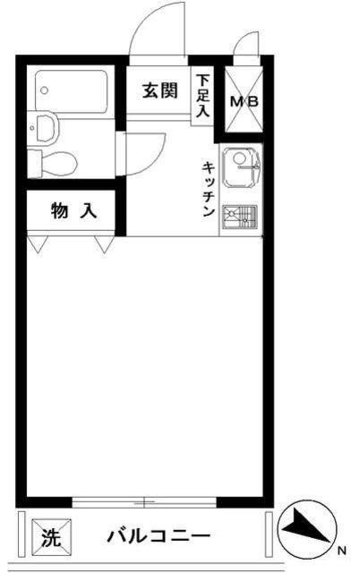 ベルハイム用賀(ワンルーム/4階)の間取り写真