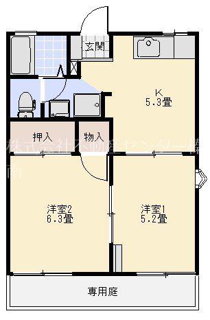 ルミエール住吉A(2DK/1階)の間取り写真