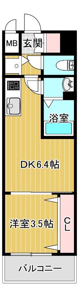 エスリードレジデンス都島デュオ(1DK/8階)の間取り写真
