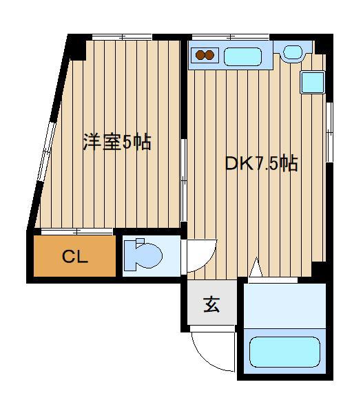 ノジマコーポ(1DK/2階)の間取り写真