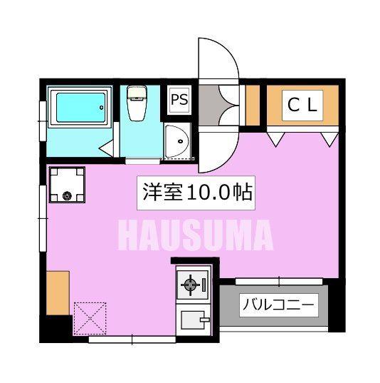 山中ビル(1DK/6階)の間取り写真