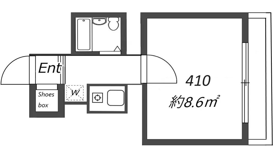 バローレ住之江 410(ワンルーム/4階)の間取り写真