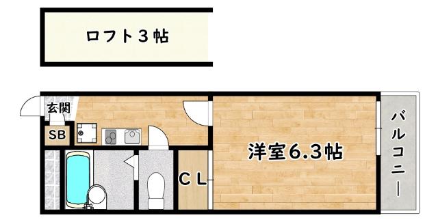 ESPACIO御幣島(1K/2階)の間取り写真