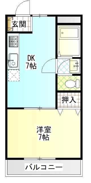 セイワハイツ(1DK/3階)の間取り写真