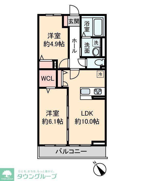 ハイムメゾン新狭山C(2LDK/3階)の間取り写真