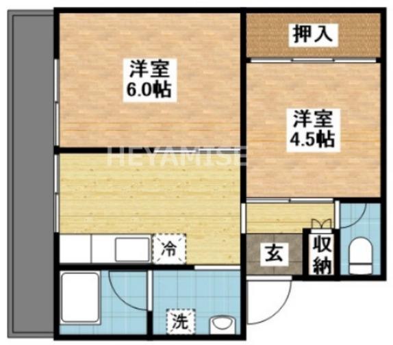 ビレッジハウス福田本町2号棟(2DK/5階)の間取り写真