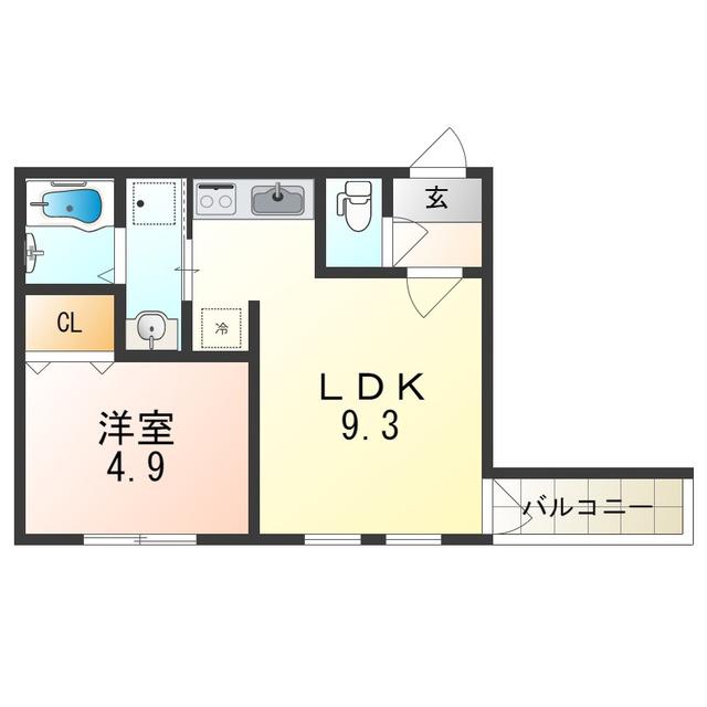 フジパレス平野西(1LDK/2階)の間取り写真