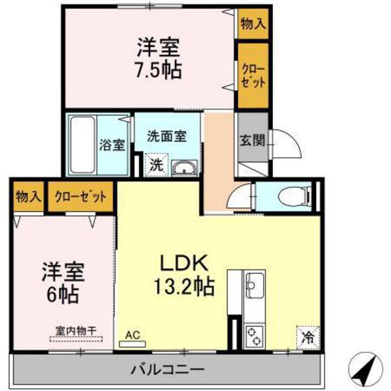 ゴールデン エコー(2LDK/2階)の間取り写真