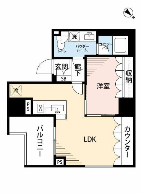 レジディア勝どき(1LDK/11階)の間取り写真