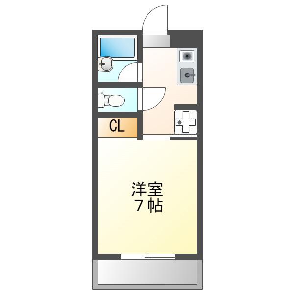 グリンビュー田口(1K/3階)の間取り写真