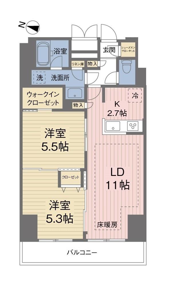 ACOLT中野富士見町(2LDK/8階)の間取り写真